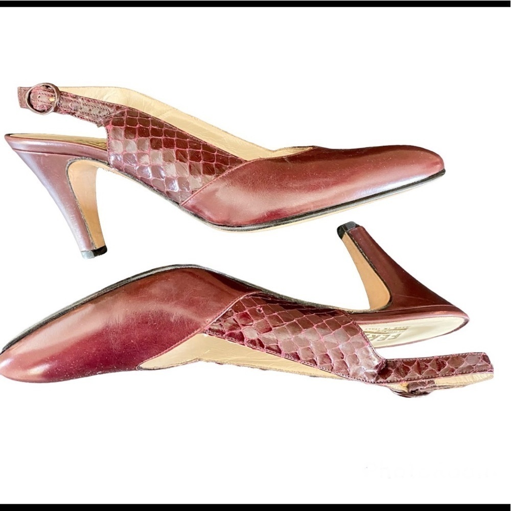 Salvatore Ferragamo Brown Leather Slingback Heels Size 7AAA